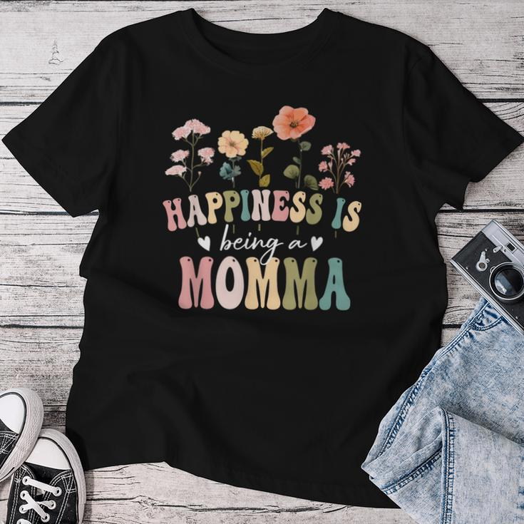 Happiness Is Being A Momma Floral Momma Mother's Day Women T-shirt Funny Gifts