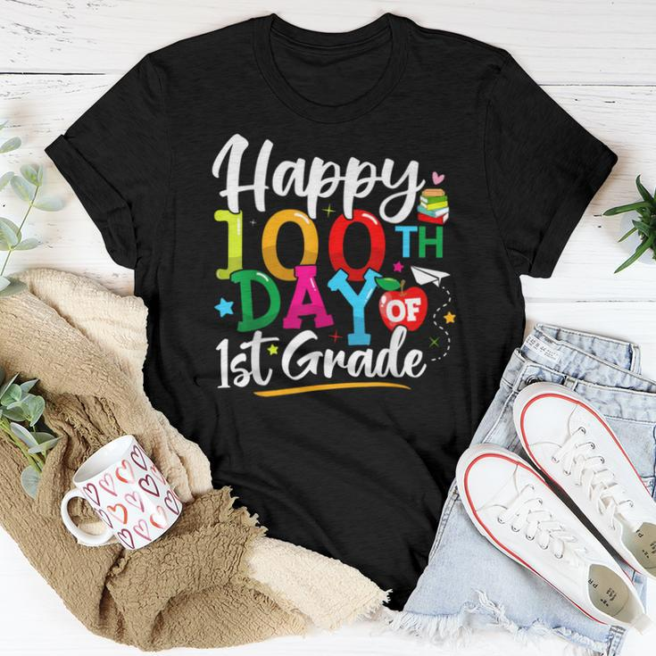 Happy 100Th Day Of First Grade 100 Days Of School Teacher Women T-shirt Unique Gifts