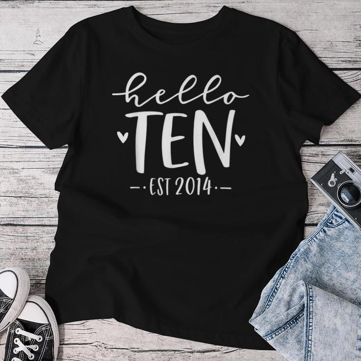Hello Ten Est 2014 10-Year-Old 10Th Birthday Girl Women T-shirt Personalized Gifts