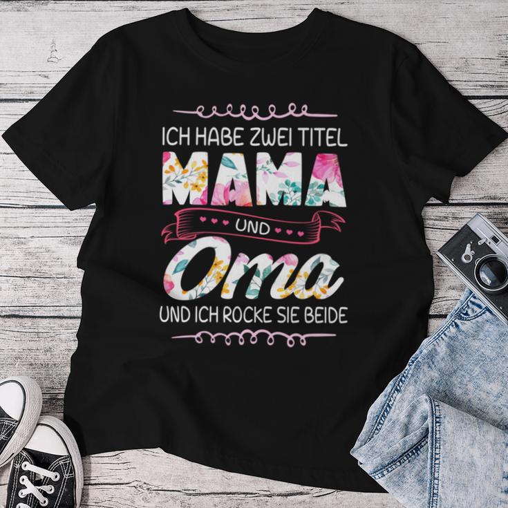 Ich Habe Zwei Titel Mama And Oma And Inch Rocke Sie Both T-shirt Frauen Lustige Geschenke