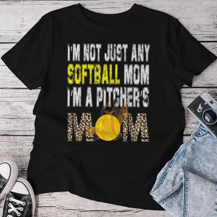 I'm Not Just Any Softball Mom I'm A Pitcher's Mom Leopard Women T-shirt Funny Gifts