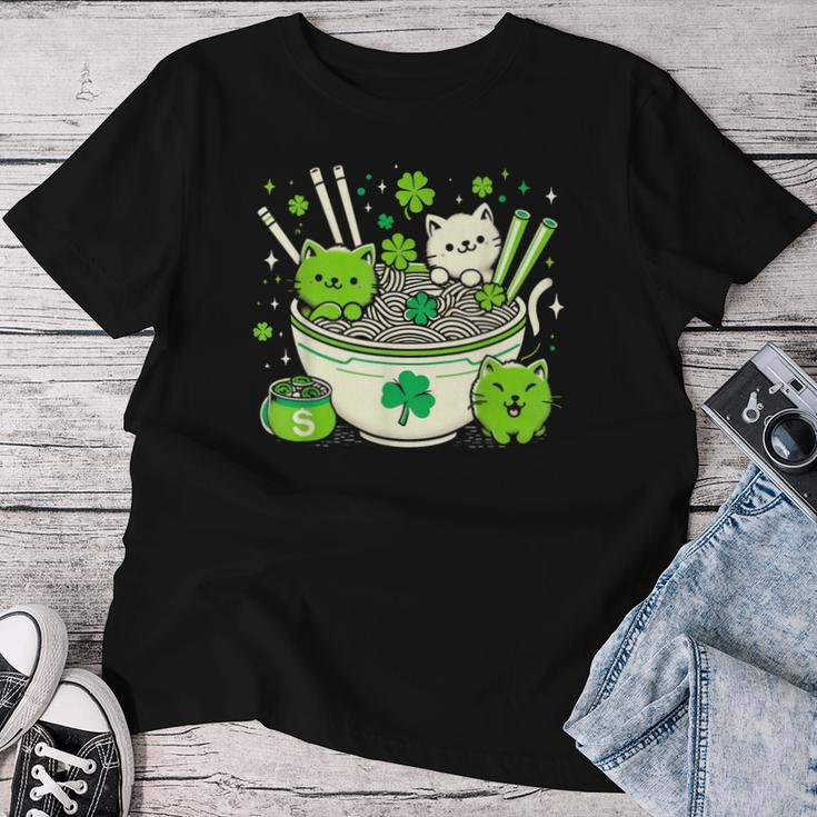 Irish Ramen Cats Cute Anime St Patrick's Day Girls Women T-shirt Funny Gifts