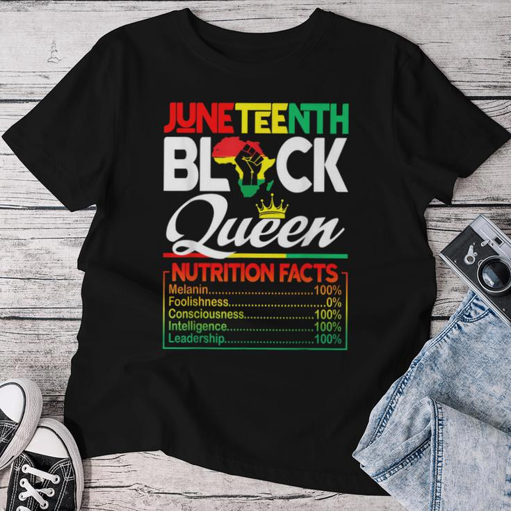 Junenth Black Queen Nutritional Facts Freedom Day Women T-shirt Funny Gifts