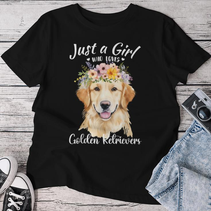 Just A Girl Who Loves Golden Retrievers Girls Who Love Dogs Women T-shirt Funny Gifts