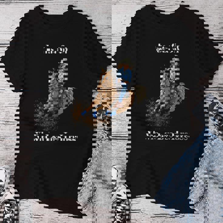Just A Girl Who Loves Horses Equitación Occidental Camiseta de mujer Regalos divertidos