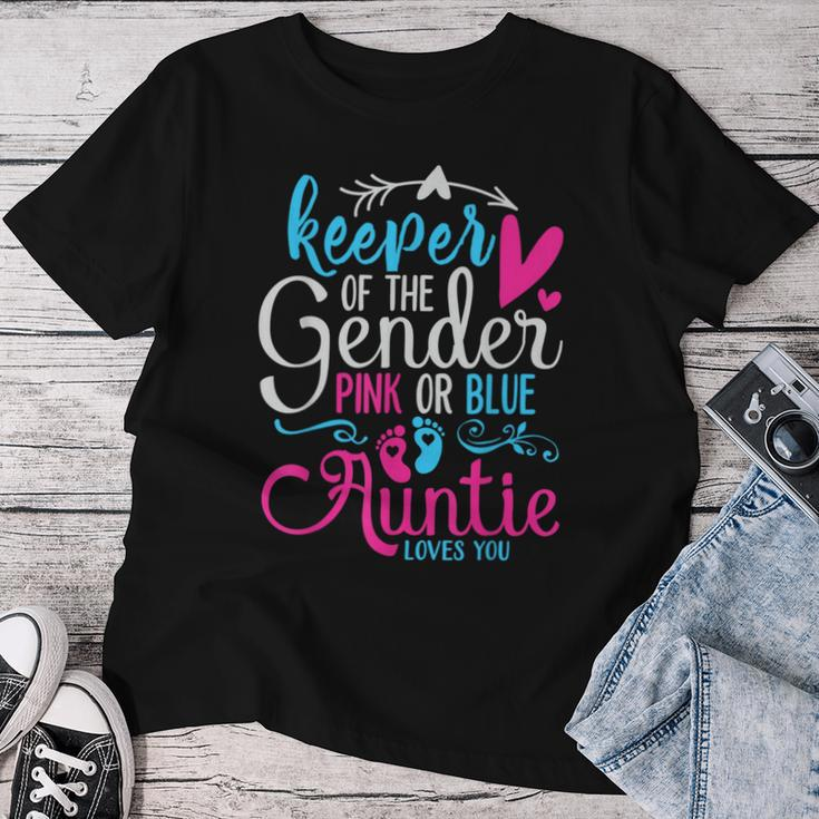 Keeper Of The Gender Auntie Loves You Aunt Baby Announcement Women T-shirt Funny Gifts