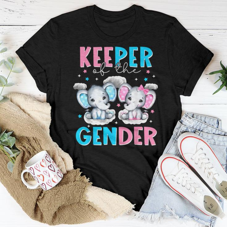 Keeper Of The Gender Boy Or Girl Elephant Gender Reveal Women T-shirt Funny Gifts
