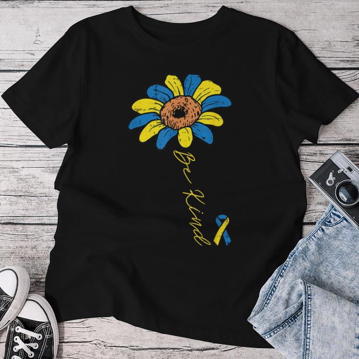 Be Kind Flower Down Syndrome Ribbon Awareness T21 Girl Women T-shirt Personalized Gifts
