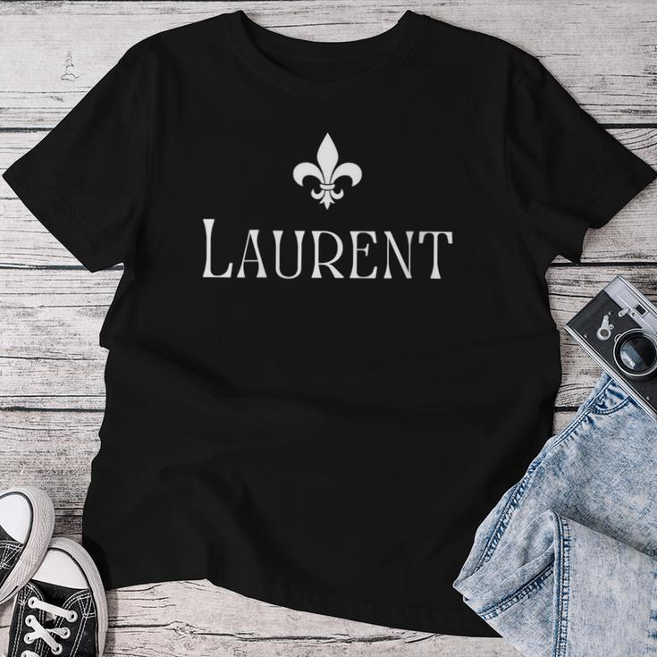 Laurent Surname French Family Name Heraldic Lily Flower Women T-shirt Funny Gifts
