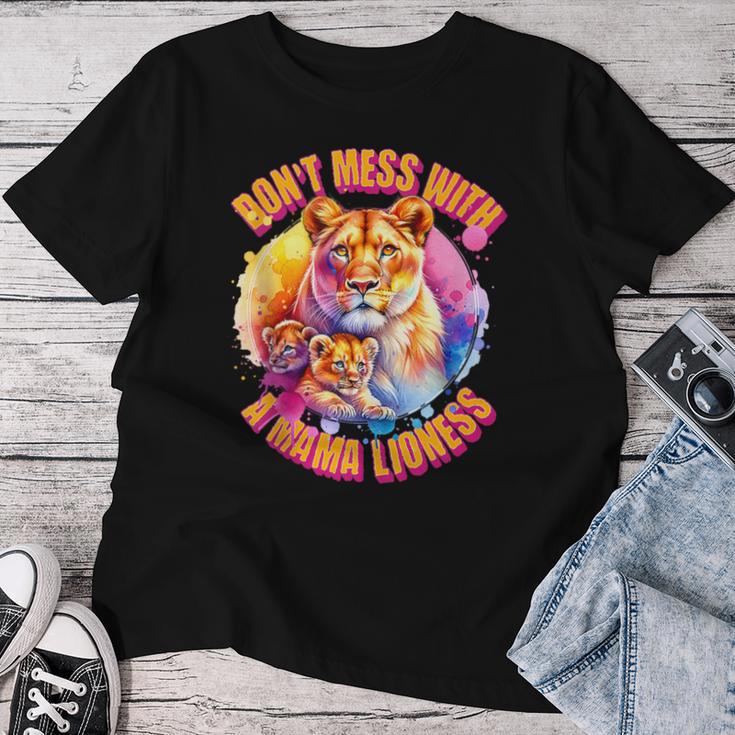 Leg Dich Nicht Mit Einer Mama Löwin An Muttertag Löwenbabys Kinder T-shirt Frauen Lustige Geschenke