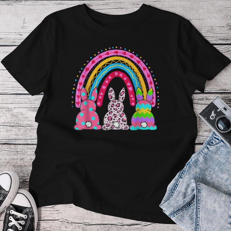 Leopard Rainbow Easter Bunny Rabbit Cute Happy Easter Women T-shirt Unique Gifts