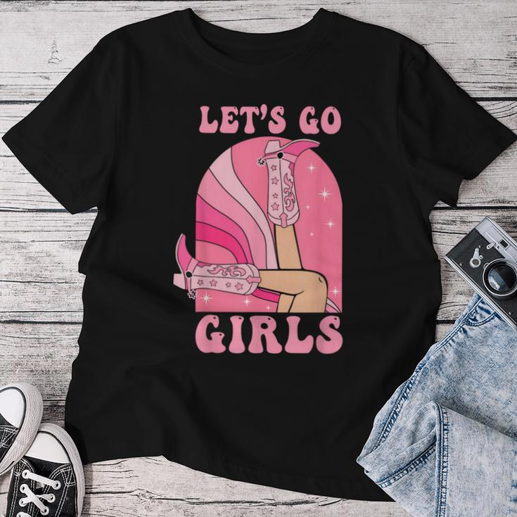 Let's Go Girls Western Cowgirls Pink Groovy Bachelorette Women T-shirt Unique Gifts