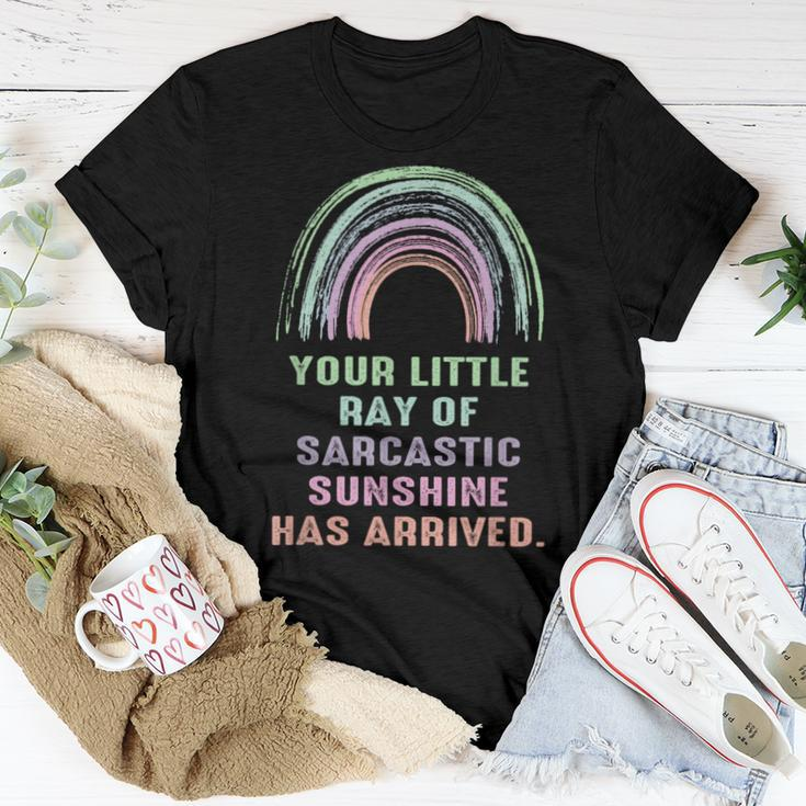 Your Little Ray Of Sarcastic Sunshine Has Arrived Rainbow Women T-shirt Funny Gifts