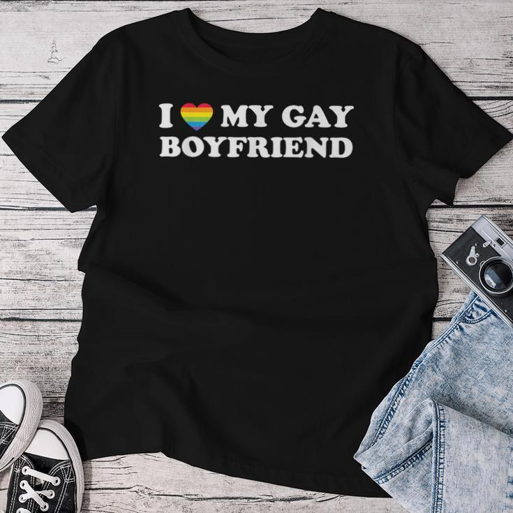 I Love My Gay Boyfriend Gay Pride Rainbow Women T-shirt Personalized Gifts