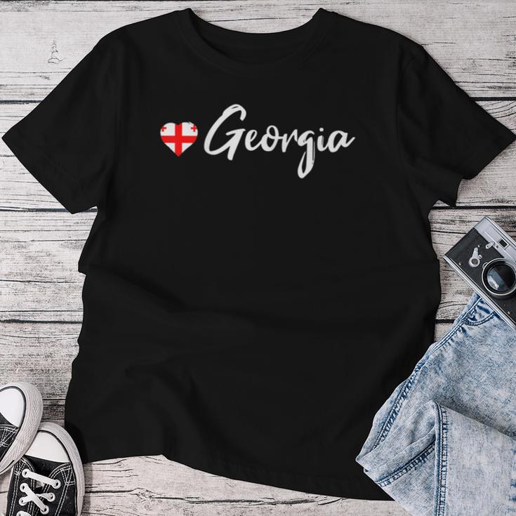 Love Georgia Heart Georgian Country Flag Souvenir Women T-shirt Funny Gifts