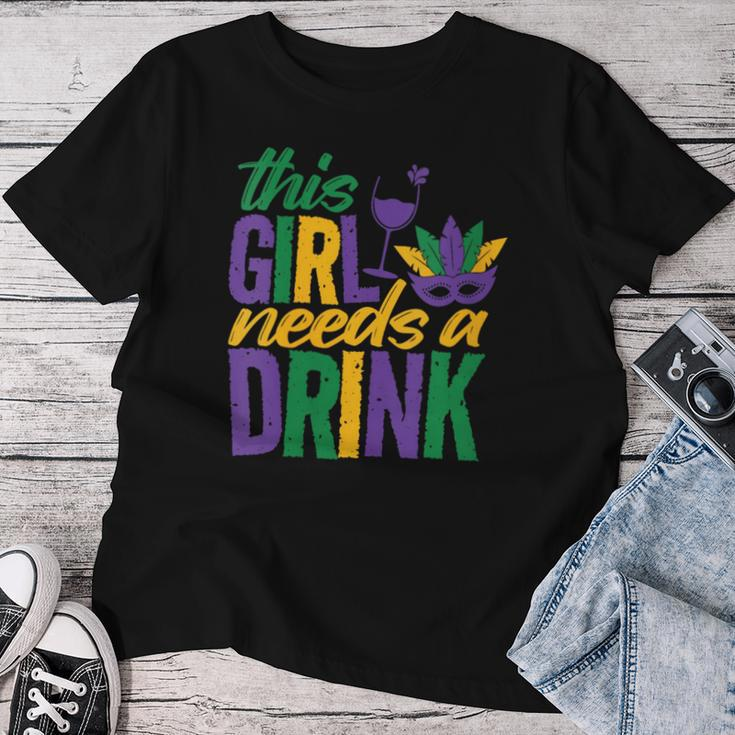 Mardi Gras 2024 This Girl Needs A Drink Vintage Women T-shirt Unique Gifts