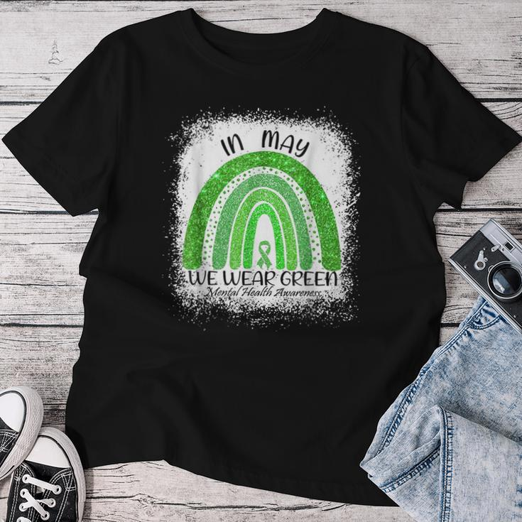 In May We Wear Green Mental Health Awareness Month Rainbow Women T-shirt Funny Gifts