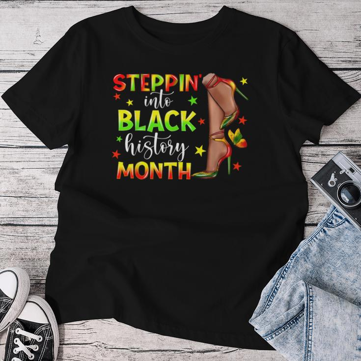 Melanin Girl Steppin Into Black History Month African Women Women T-shirt Personalized Gifts