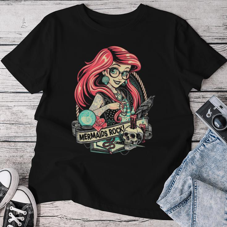 Mermaids Rock Gothic Dark Metal Goth Tattoos Girl Women T-shirt Funny Gifts