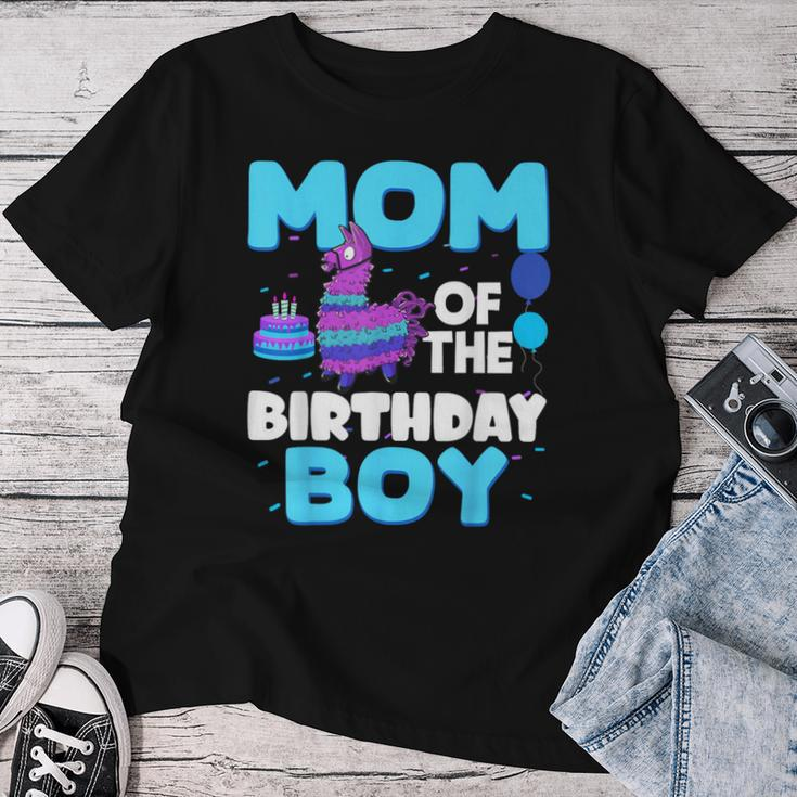 Mom Of The Birthday Boy Llama Mom And Dad Family Party Women T-shirt Funny Gifts