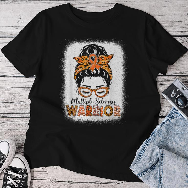 Ms Warrior Messy Bun Multiple Sclerosis Awareness Women T-shirt Funny Gifts