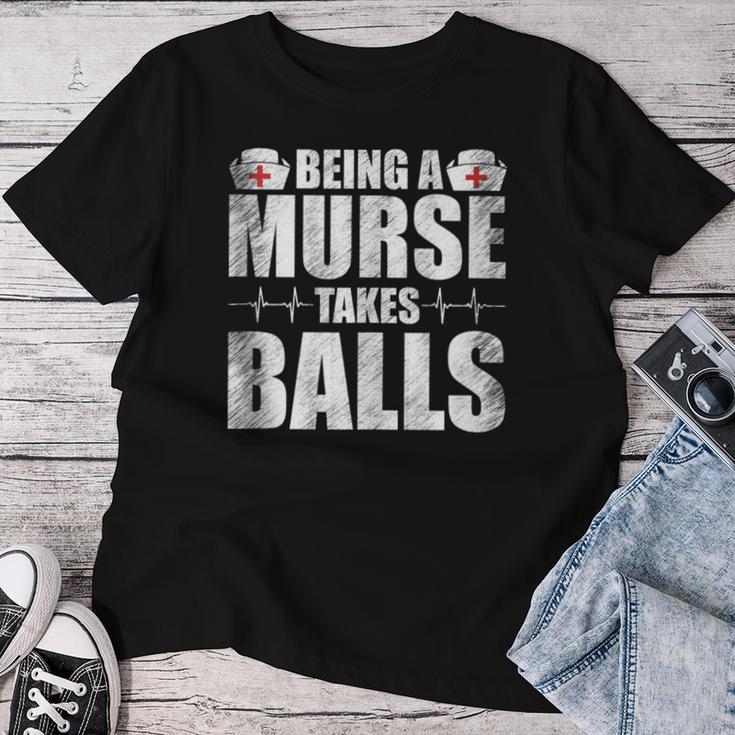 Being A Nurse Takes Balls Retrointage Männer Papa Männliche Krankenschwester T-shirt Frauen Lustige Geschenke