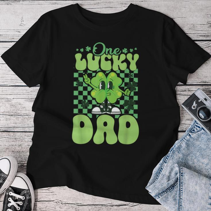 One Lucky Dad Groovy Retro Dad St Patrick's Day Women T-shirt Unique Gifts