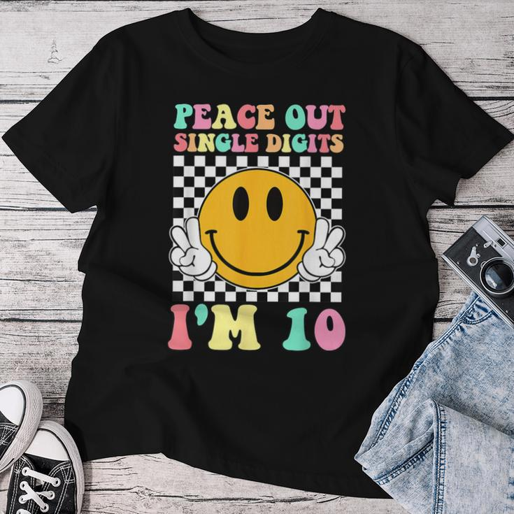 Peace Out Single Digits I'm 10 Smile Face Birthday Girls Women T-shirt Personalized Gifts