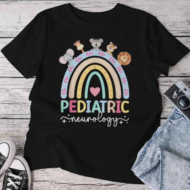 Pediatric Neurology Rainbow Peds Neurology Pediatric Neuro Women T-shirt Personalized Gifts