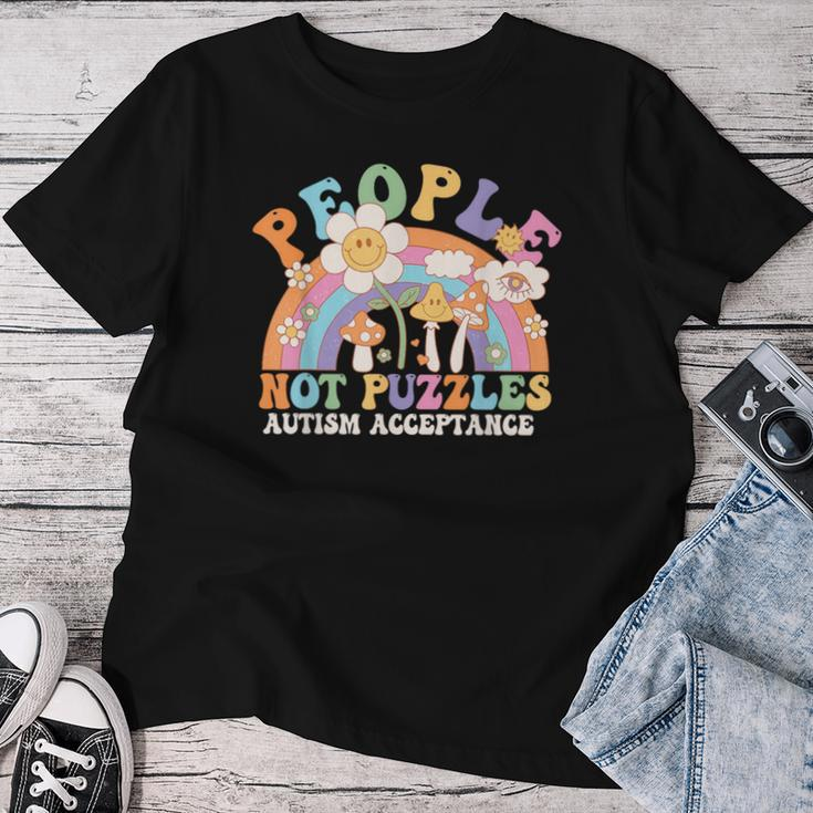 People Not Puzzles Groovy Autism Awareness Neurodiversity Women T-shirt Funny Gifts