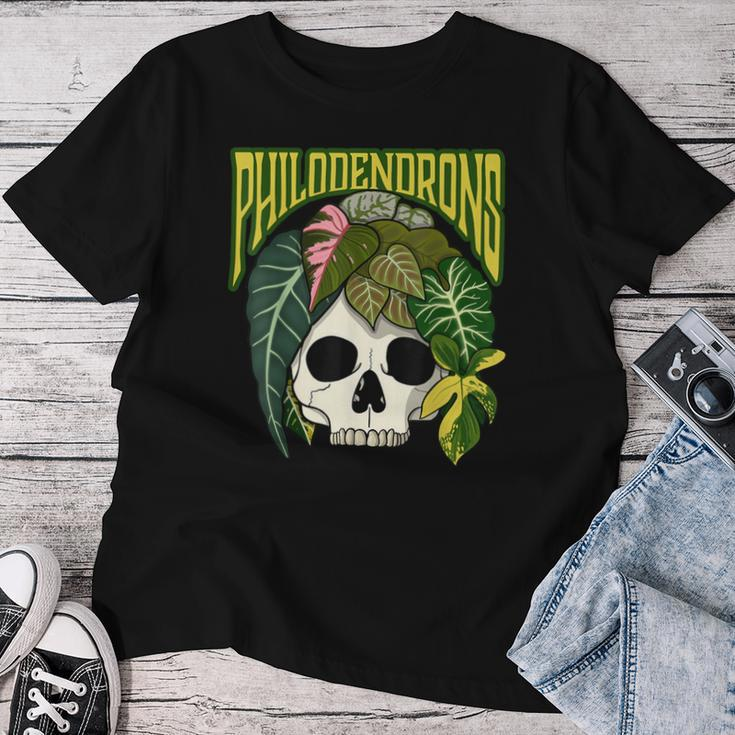 Philodendron House Plant Lover Skull Aroids Head Planter Women T-shirt Unique Gifts