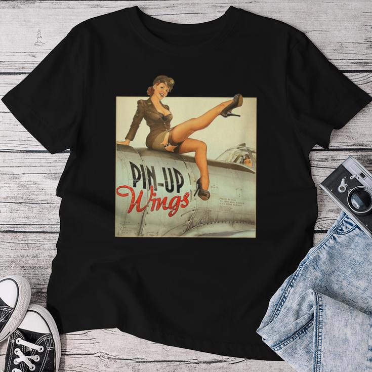Pin Up Girl Wings Vintage Poster Ww2 Women T-shirt Funny Gifts