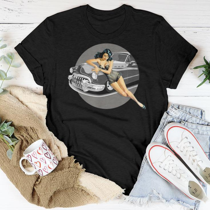 Pin-Up Girl Hot Car Vintage 1940'S Women T-shirt Funny Gifts