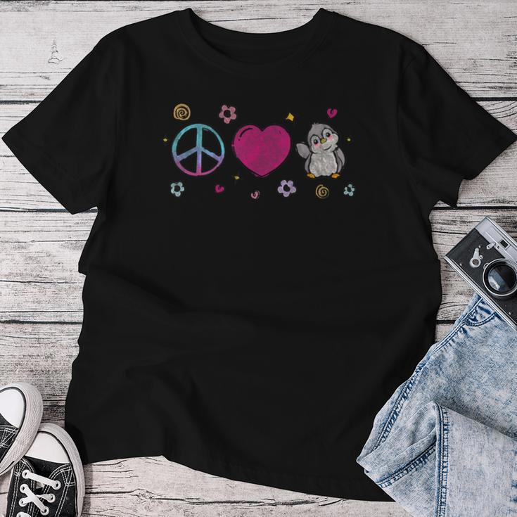 Pinguin Peace Love Hippie Bohoogelliebhaber T-shirt Frauen Lustige Geschenke