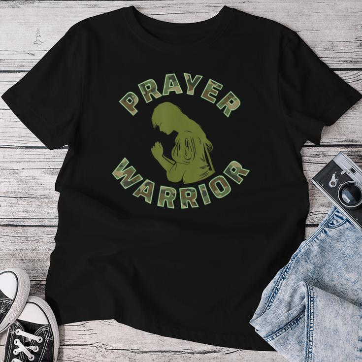 Prayer Warrior Camo Faith God As Silhouette Women T-shirt Funny Gifts