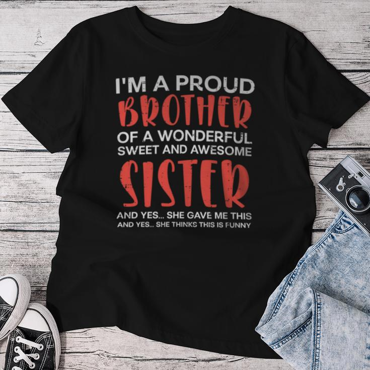 Proud Brother Of Wonderful Awesome Sister Bro Family Boy Women T-shirt Unique Gifts