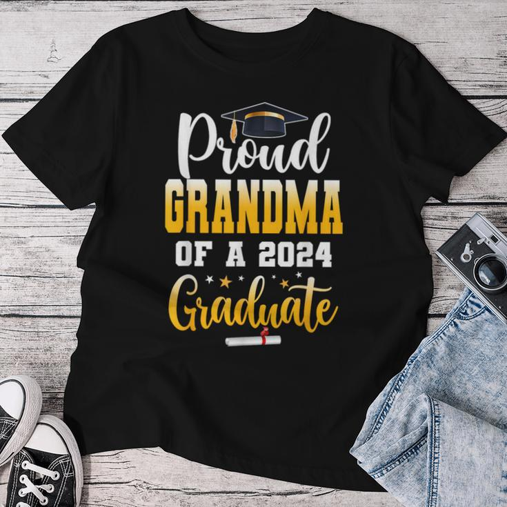 Proud Grandma Of A Class Of 2024 Graduate Senior Grandma Women T-shirt Personalized Gifts