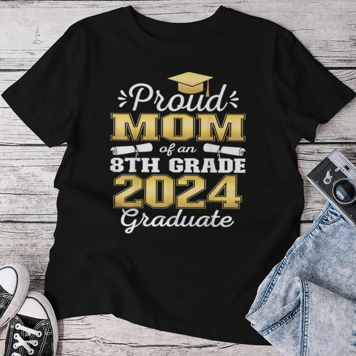 Proud Mom Of 2024 8Th Grade Graduate Family Middle School Women T-shirt Personalized Gifts