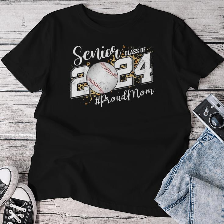 Proud Mom Of A 2024 Senior Graduate Class Of 2024 Baseball Women T-shirt Personalized Gifts