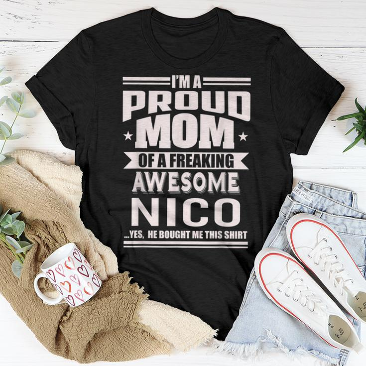 Proud Mom Of A Awesome Nico Mother Son Name Women T-shirt Funny Gifts