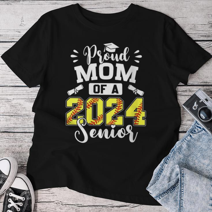 Proud Mom Of A Softball Senior 2024 Graduate Women T-shirt Funny Gifts