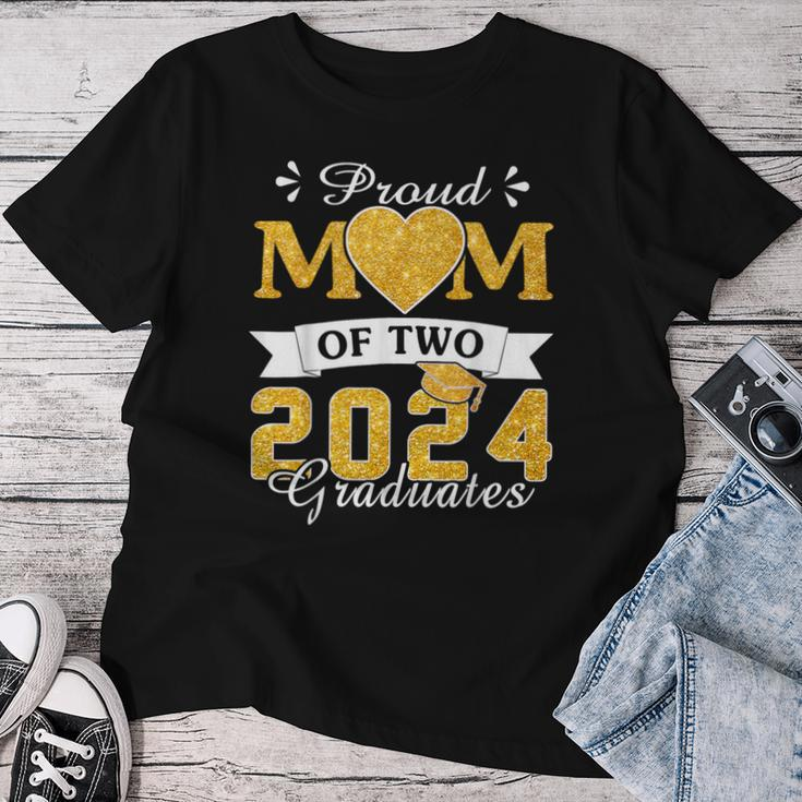 Proud Mom Of Two 2024 Graduates Mother Class Of 2024 Senior Women T-shirt Funny Gifts