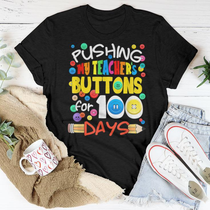 Pushing My Teacher's Buttons For 100 Days School Women T-shirt Funny Gifts