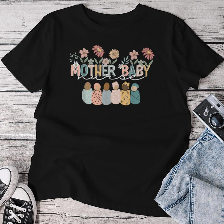 Retro Floral Mother Baby Nurse Nurse Week Women T-shirt Funny Gifts