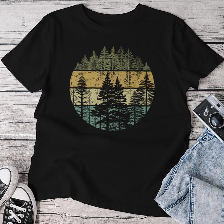 Retro Forest Trees Outdoors Nature Vintage Graphic Women T-shirt Unique Gifts