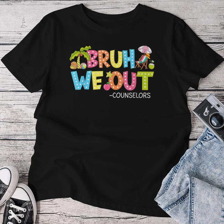 Retro Groovy Bruh We Out Counselors Last Day Of School Women T-shirt Funny Gifts
