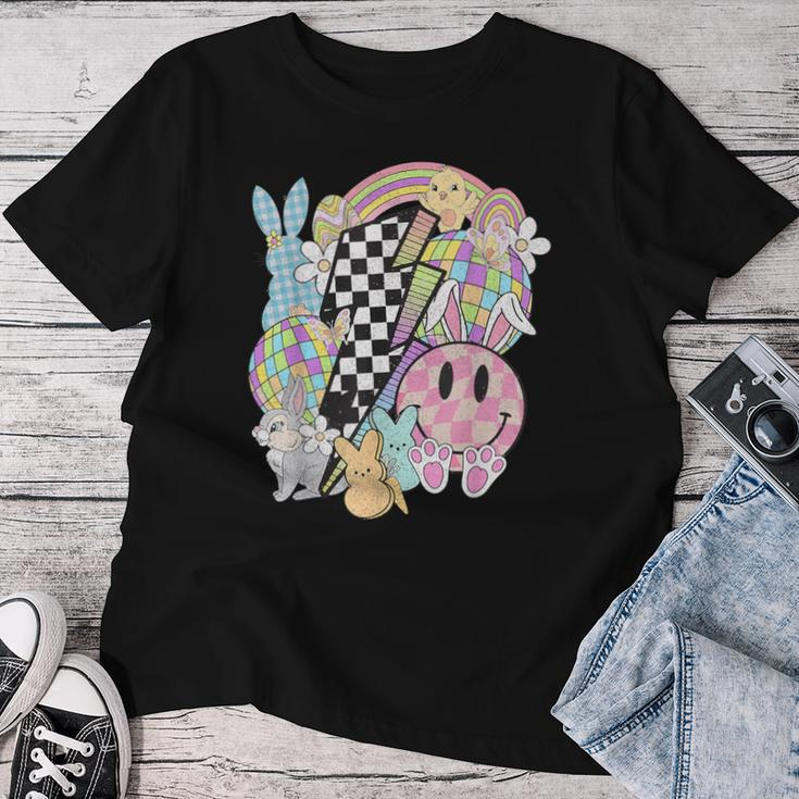 Retro Groovy Happy Easter Bunny Smile Face For Girls Women T-shirt Unique Gifts