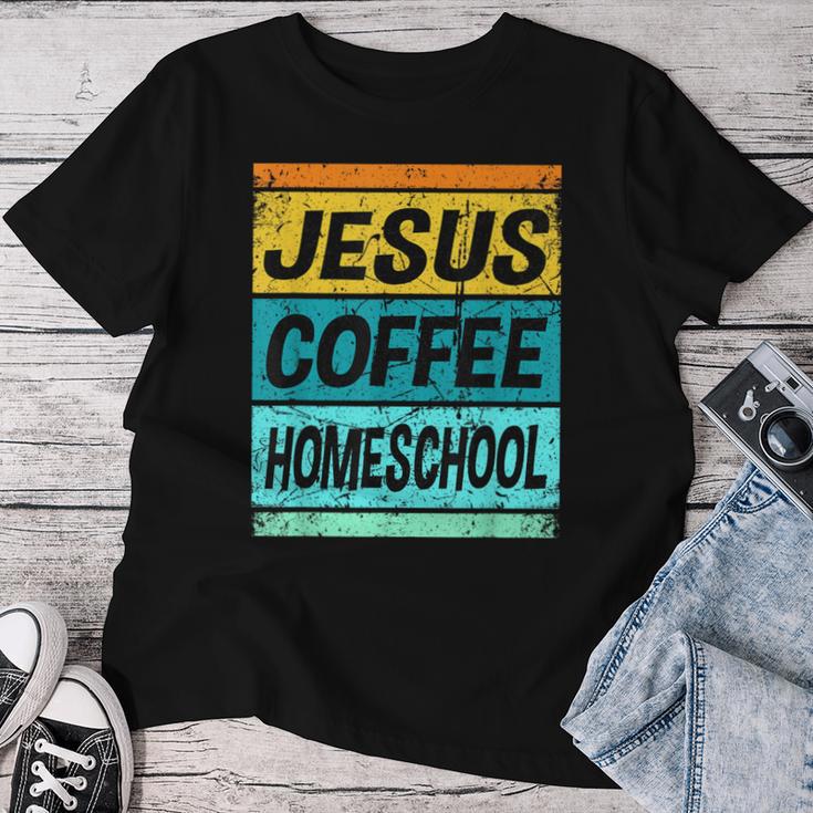 Retro Homeschool Mama Jesus Coffee Homeschool Damen T-shirt Frauen Lustige Geschenke