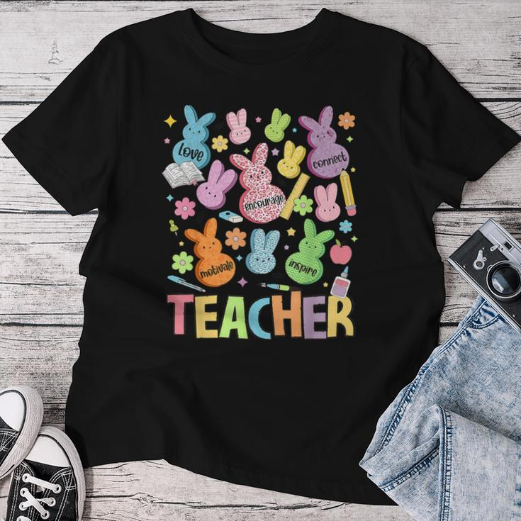 Retro Teacher Of Sweet Bunny Apparel Cute Teacher Easter Day Women T-shirt Funny Gifts
