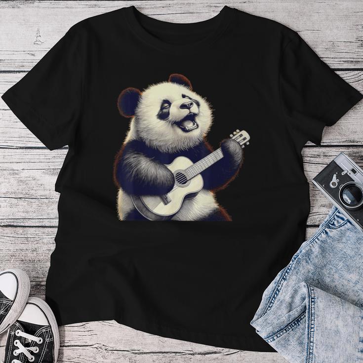 Riesen Panda Spielt Gitarre Lustige Rockmusik Gitarre Panda T-shirt Frauen Lustige Geschenke